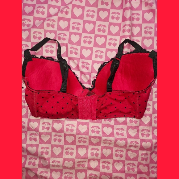 Rene Rofe Red & Black Polka Dot Lingerie Bra - Picture 2 of 3